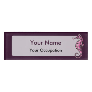 Seahorse Pink Name Tag