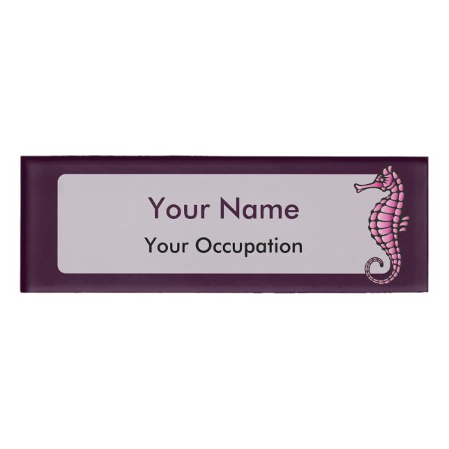 Seahorse Pink Name Tag (Front)