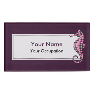 Seahorse Pink Name Tag
