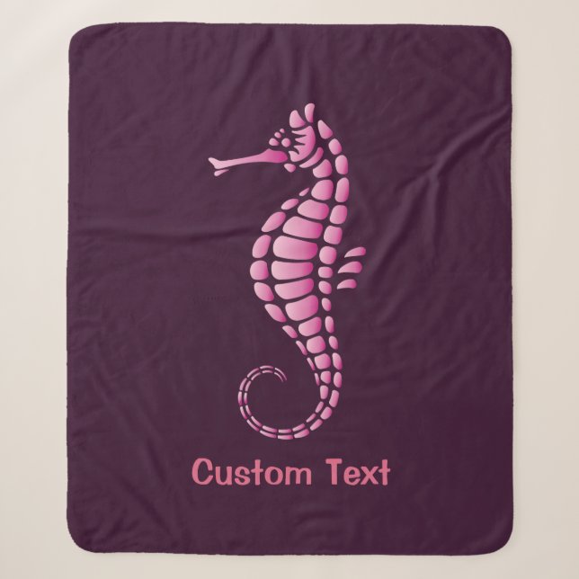 Seahorse Pink Sherpa Blanket (Front)