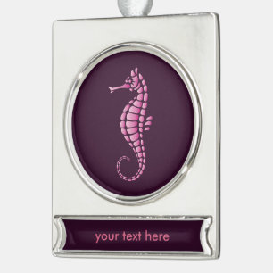 Seahorse Pink Silver Plated Banner Ornament