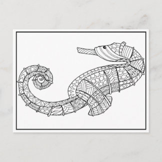 Seahorse Postcard - Colouring Card