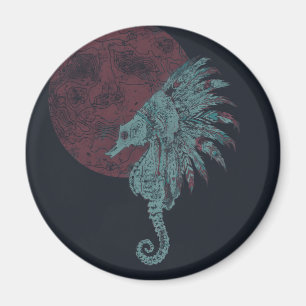 seahorse red moon magnet