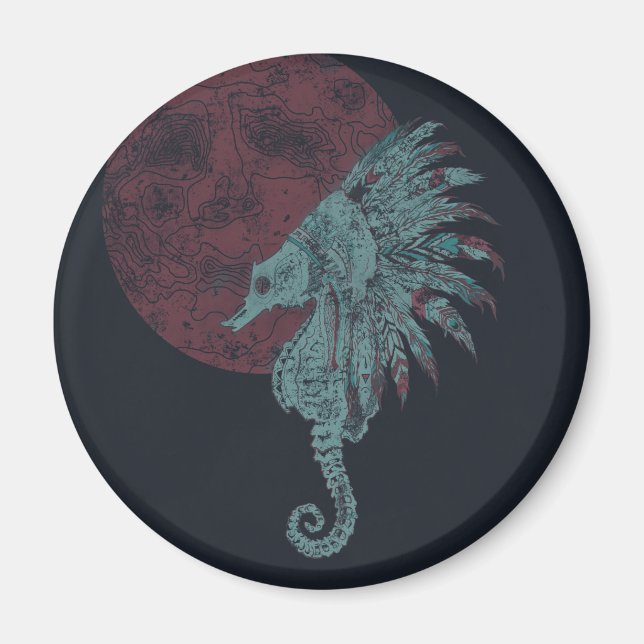 seahorse red moon magnet (Front)