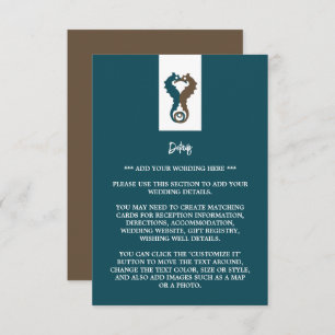 Seahorse Romance, Beach Wedding Detail Enclosure Card