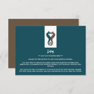 Seahorse Romance, Beach Wedding Detail Enclosure Card