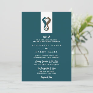 Seahorse Romance, Beach Wedding Invitation