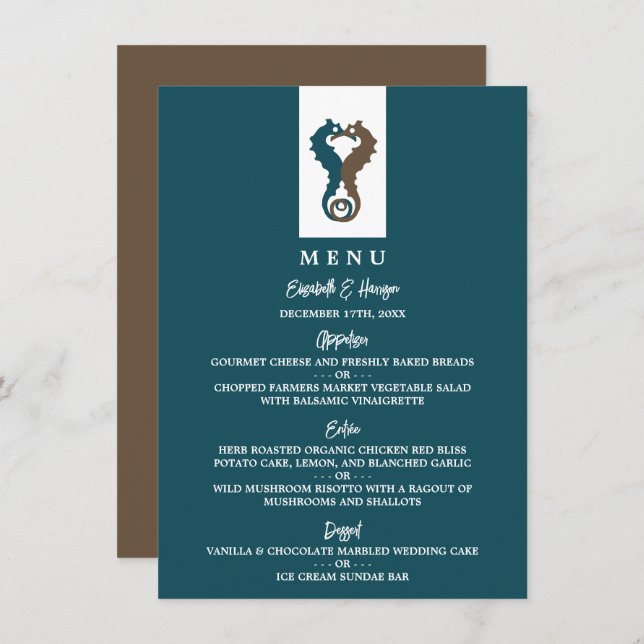 Seahorse Romance, Beach Wedding Menu (Front/Back)