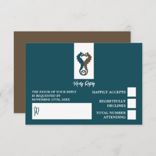 Seahorse Romance, Beach Wedding RSVP Card