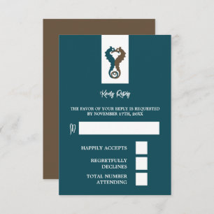 Seahorse Romance, Beach Wedding RSVP Card