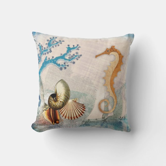 Seahorse Sea Shells Cushion (Front)
