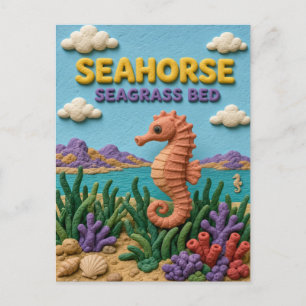 Seahorse, Seagrass Bed Clay Art Postcard