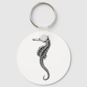 SEAHORSE SEALIFE NAUTICAL  BUTTON KEYCHAIN