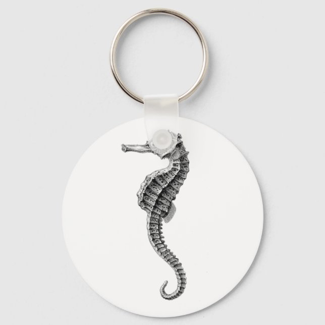 SEAHORSE SEALIFE NAUTICAL  BUTTON KEYCHAIN (Front)