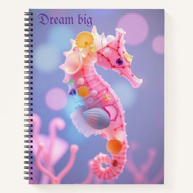 Seahorse & Seashell Serenity Notebook (Front)