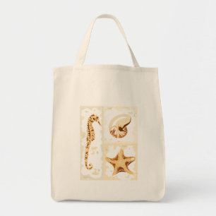 Seahorse Seashells Aquatic Life Canvas Tote Bag