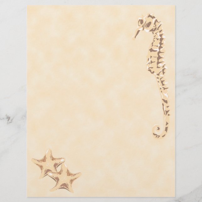 Seahorse Seastar Letterhead Stationery (Front)