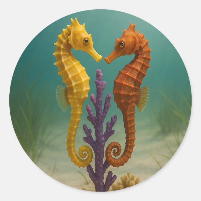 Seahorse Serenade Classic Round Sticker (Front)
