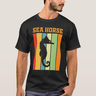 Seahorse Shadow Silhouette In Retro Colours T-Shirt