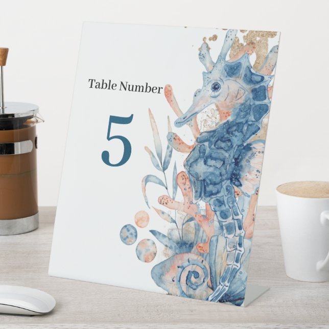 Seahorse shell under the sea baby boy shower  pedestal sign (In SItu)