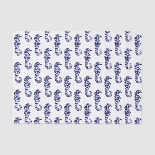 Seahorse Silhouette Beach Theme - Blue Tissue Paper (Front)