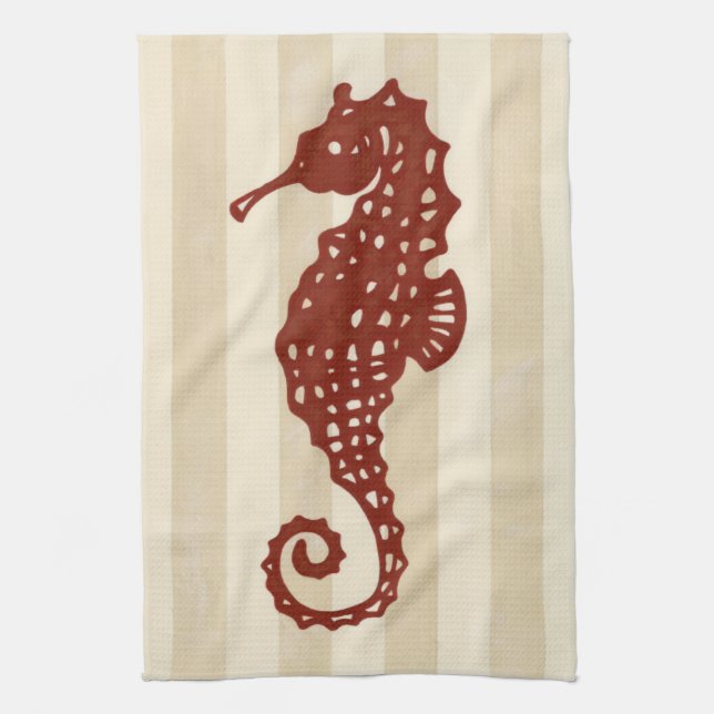 Seahorse Silhouette Tea Towel (Vertical)