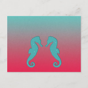 Seahorse silhouettes Simple aquatic nautical beach Postcard