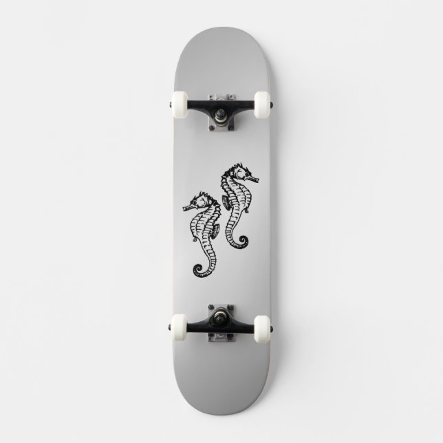 Seahorse Silver Skateboard (Front)