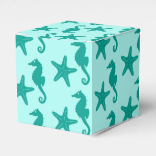 Seahorse & starfish - turquoise and aqua favour box