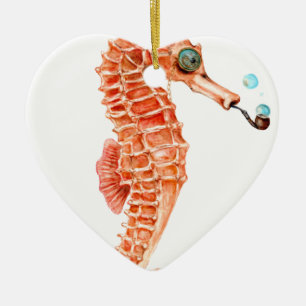 Seahorse Steampunk Ceramic Tree Decoration