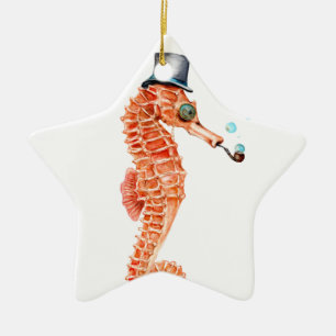 Seahorse Steampunk Ceramic Tree Decoration