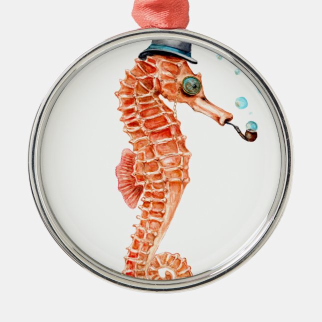 Seahorse Steampunk Metal Tree Decoration (Front)