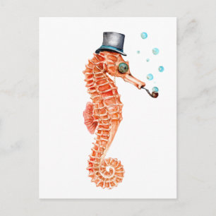 Seahorse Steampunk Postcard