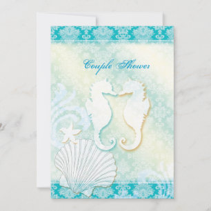 Seahorse Summer Beach Wedding Couples Shower Invitation
