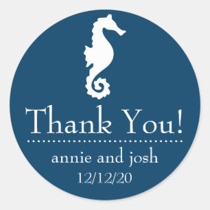 Seahorse Thank You Labels (Navy Blue)