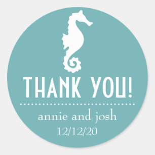 Seahorse Thank You Labels (Sea Foam)