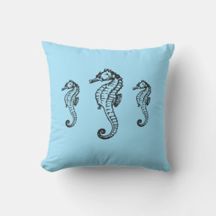 Seahorse Trio Blue Cushion
