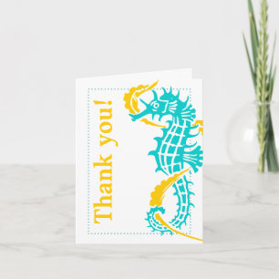 Seahorse turquoise, yellow wedding Thank You