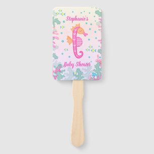 Seahorse Under The Sea Baby Shower Hand Fan