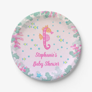 Seahorse Under The Sea Baby Shower Paper Plate