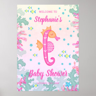 Seahorse Under The Sea Baby Shower Poster