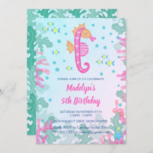 Seahorse Under The Sea Birthday Invitation
