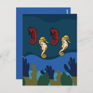 Seahorse Under The Sea Ocean Beach Postcard