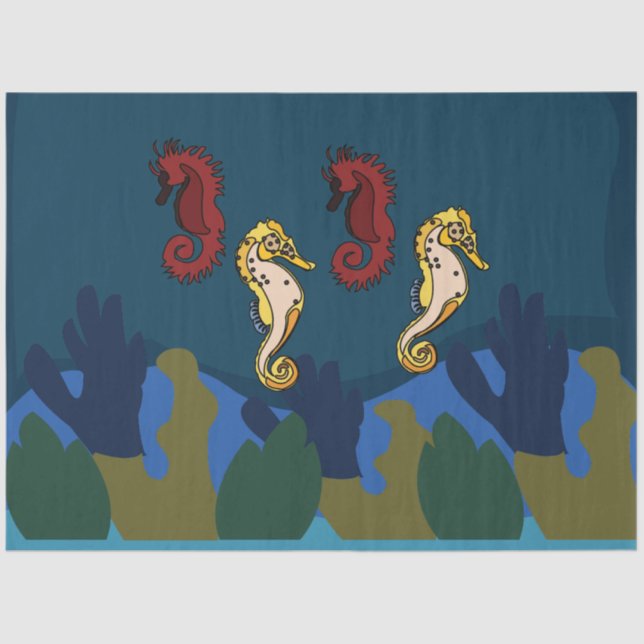 Seahorse Under The Sea Seaside Birthday Tissue Paper (Front)