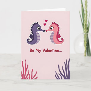 Seahorse Valentine Love Story Card