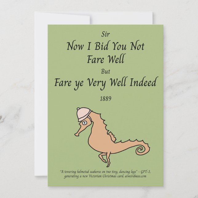 Seahorse Victorian Holiday Car Card (Front)