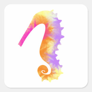 Seahorse Watercolor Square Sticker