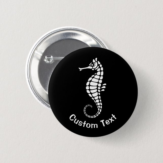 Seahorse White 6 Cm Round Badge (Front & Back)