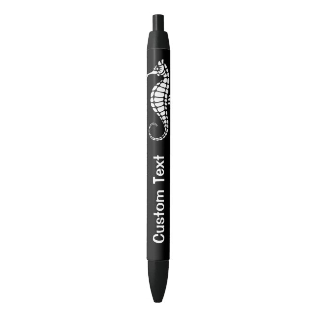 Seahorse White Black Ink Pen (Front Vertical)
