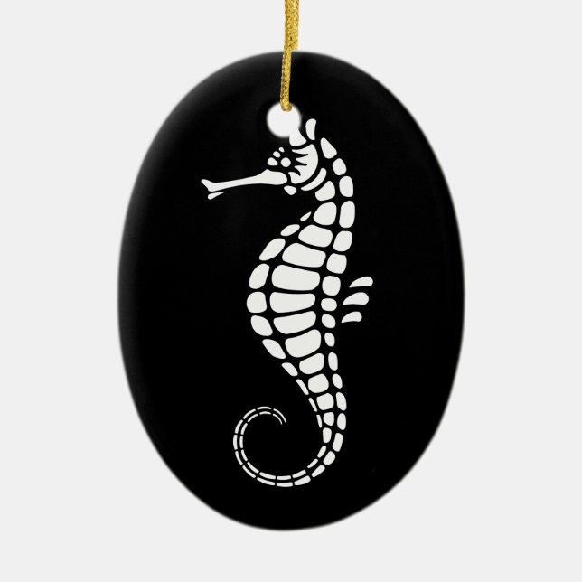 Seahorse White Ceramic Tree Decoration (Front)